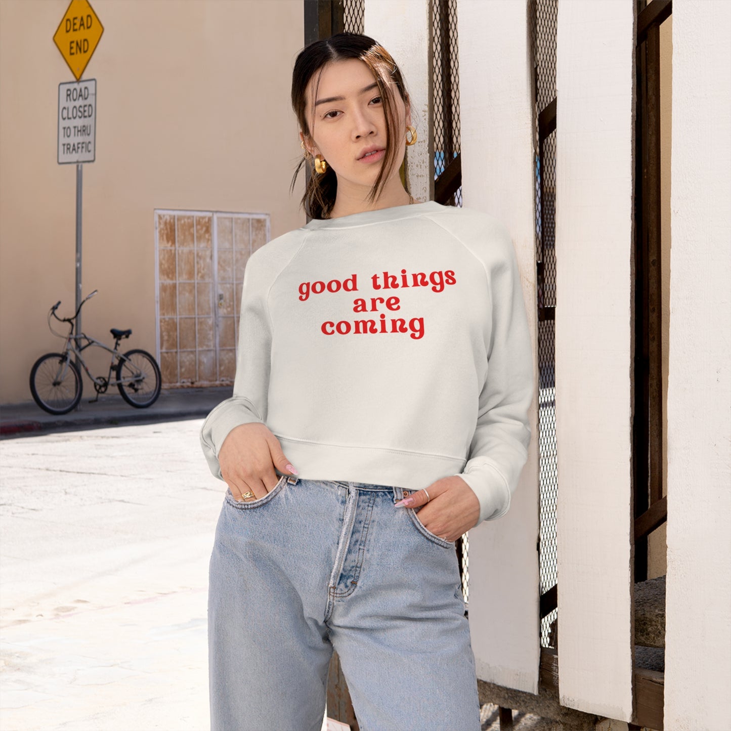 Good Things are Coming Branded Cropped Sweatshirt